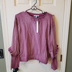 She and sky cropped sweater with ruffle design